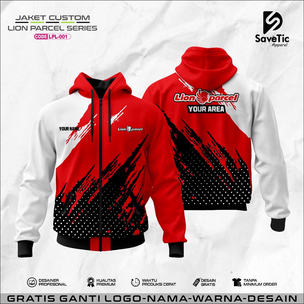 Jaket Lion Parcel full printing sublim/Jaket custom/Hoodie/Bomber/Tracktop/Jaket Kurir Lion Parcel/J