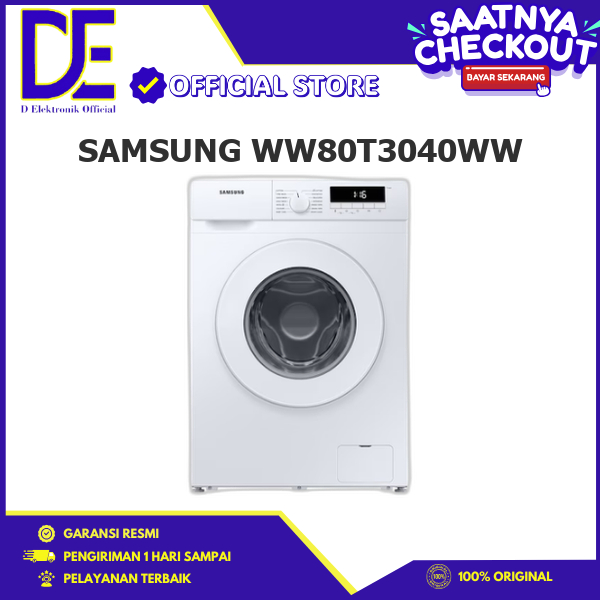 (Khusus Luar Kota) SAMSUNG WW80T3040WW Mesin Cuci Front Loading Quick Wash 8 Kg Digital Inverter Dru