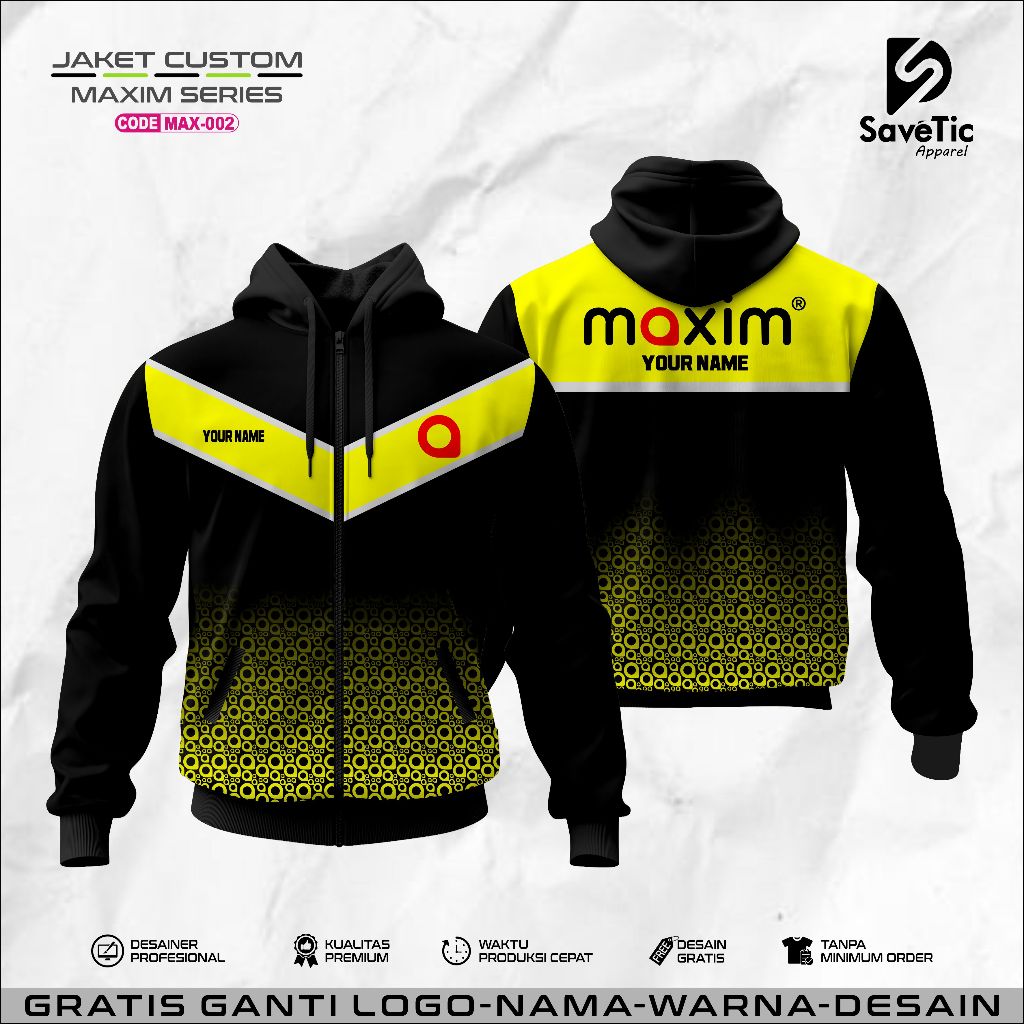 Jaket Maxim full printing sublim/ Jaket Driver Maxim terbaru/Jaket Custom/hoodie/Bomber/Tracktop/Jak