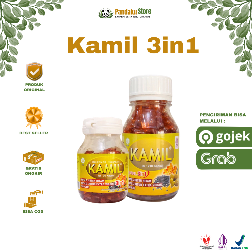 Kamil 3 In 1 | Kapsul Minyak Habbatussauda plus Zaitun & Propolis isi 70 dan 210 BPOM Original 100%