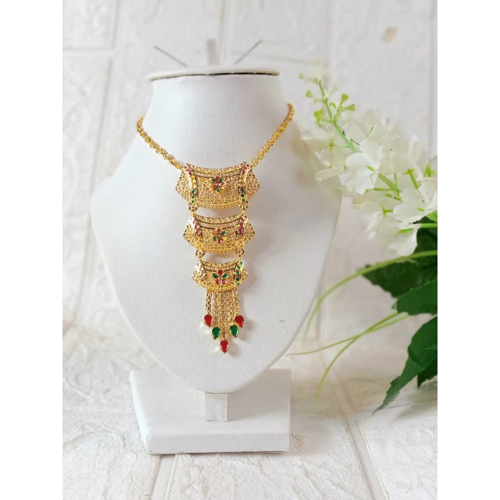 Kalung liontin kecil dubay premium lapis emas 24 karat