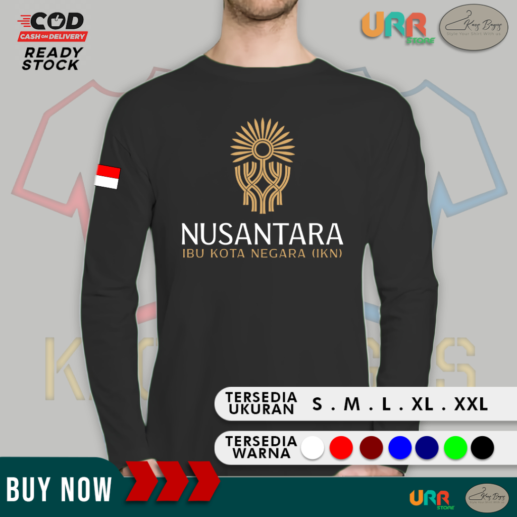 Kaos Distro Lengan Panjang IKN Ibu Kota Negara Nusantara V3 Sablon DTF Premium Cotton Combad 30S