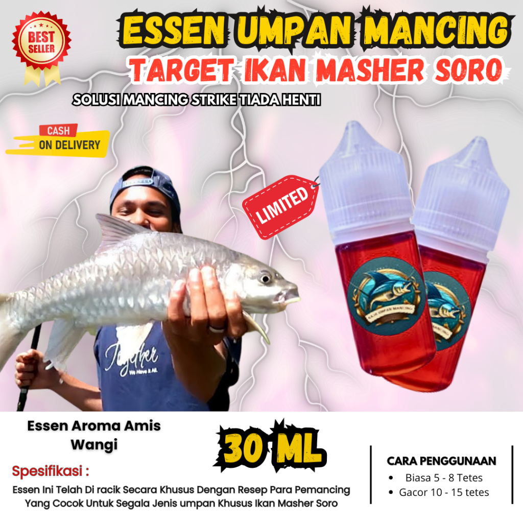 Raja Umpan Mancing Essen Udang Salmon 10x Lebih Gacor terlariiss untuk ikan Masher Soro Ikan Dewa