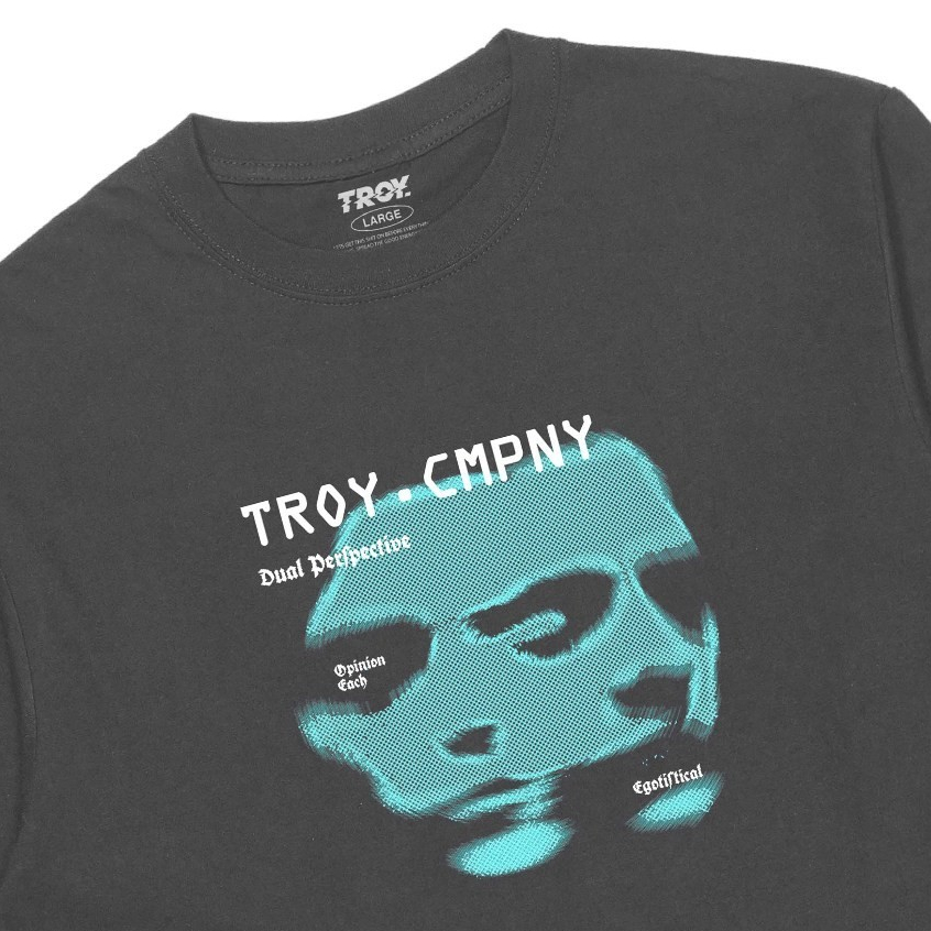 Troy Company Double Sleeve Longsleeve Tshirt Dark Grey Black DID - Kaos Lengan Panjang Abu Gelap Hitam DSD 2449