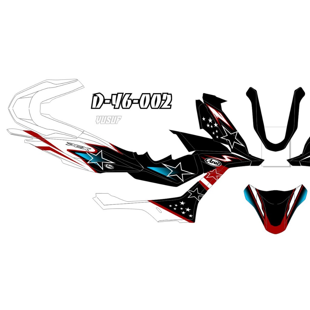 Decal Stiker pcx 160  Dekal Variasi Sticker Striping Custom Full Body merah hitam piston