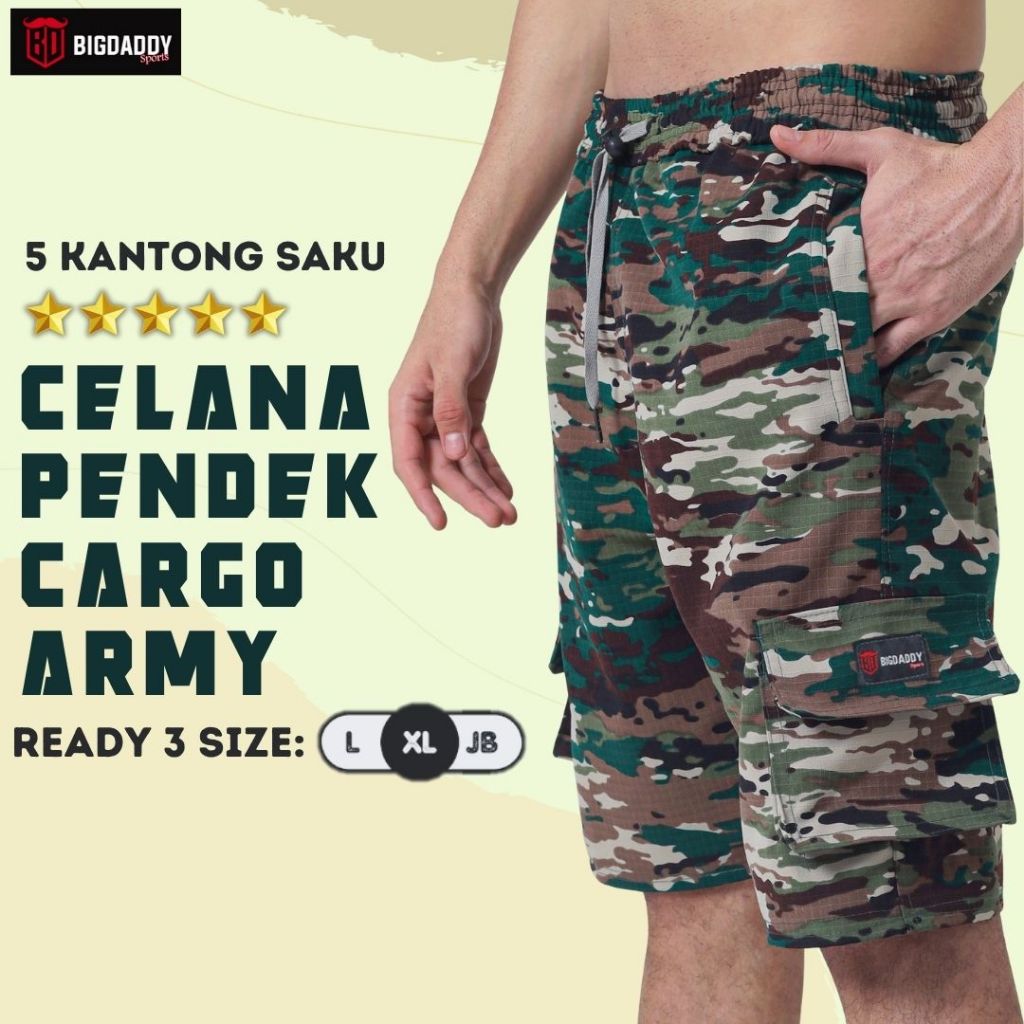 Celana Pendek Cargo Pria Army Ripstop Grade A Ori By BIGDADDY Sports Celana Cargo Loreng Pendek Pria