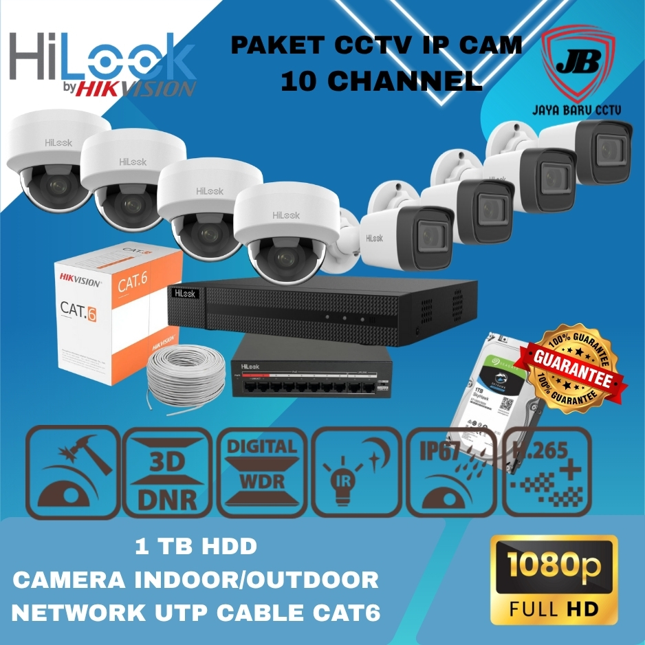 Paket CCTV Hilook IP CAM 10 Kamera 2MP Indoor Outdoor