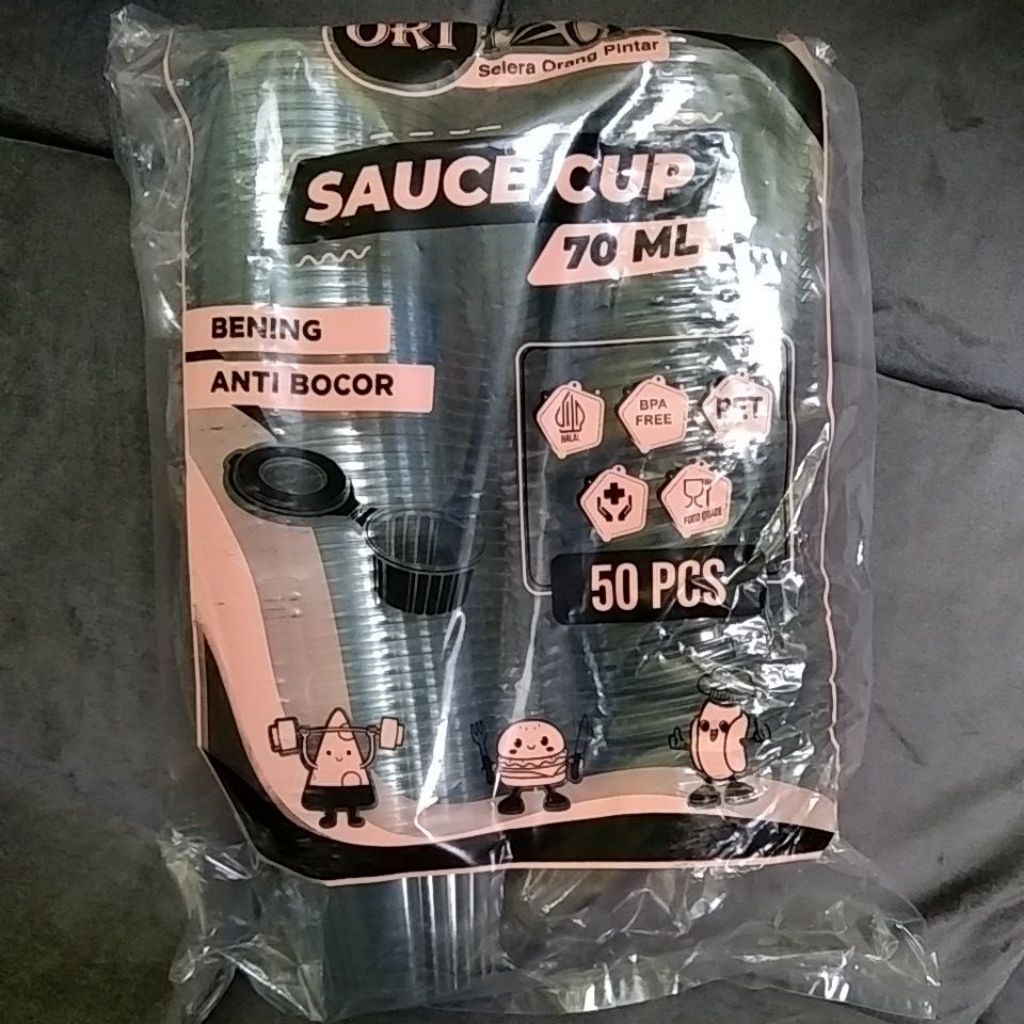 Mika/wadah puding + tutup 70ml isi 50pcs merk ORI PACK/Sauce Cup/Mika puding/Wadah puding/Mika plast
