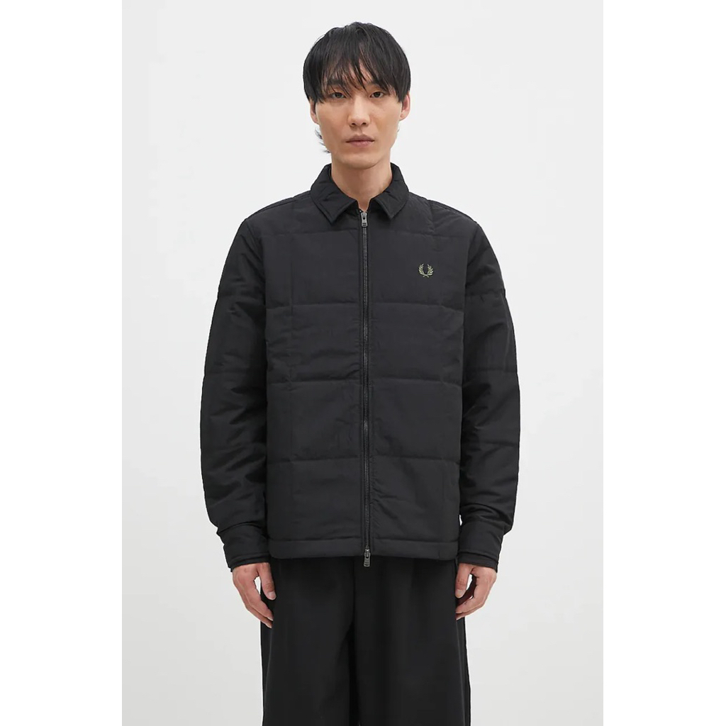 Fred Perry M6642 102 Quilted Overshirt Jacket In Black