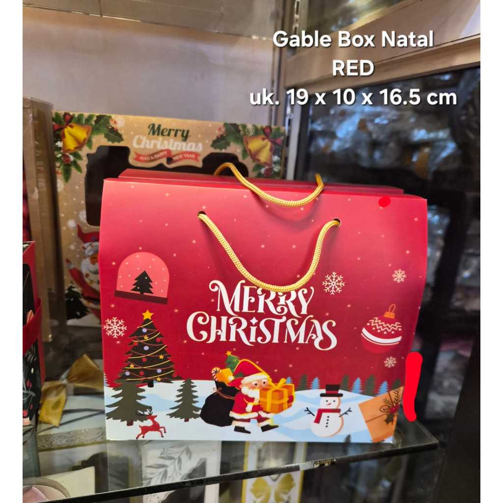 2pcs Kotak Gable Box Hampers Natal 18.3x9x17cm