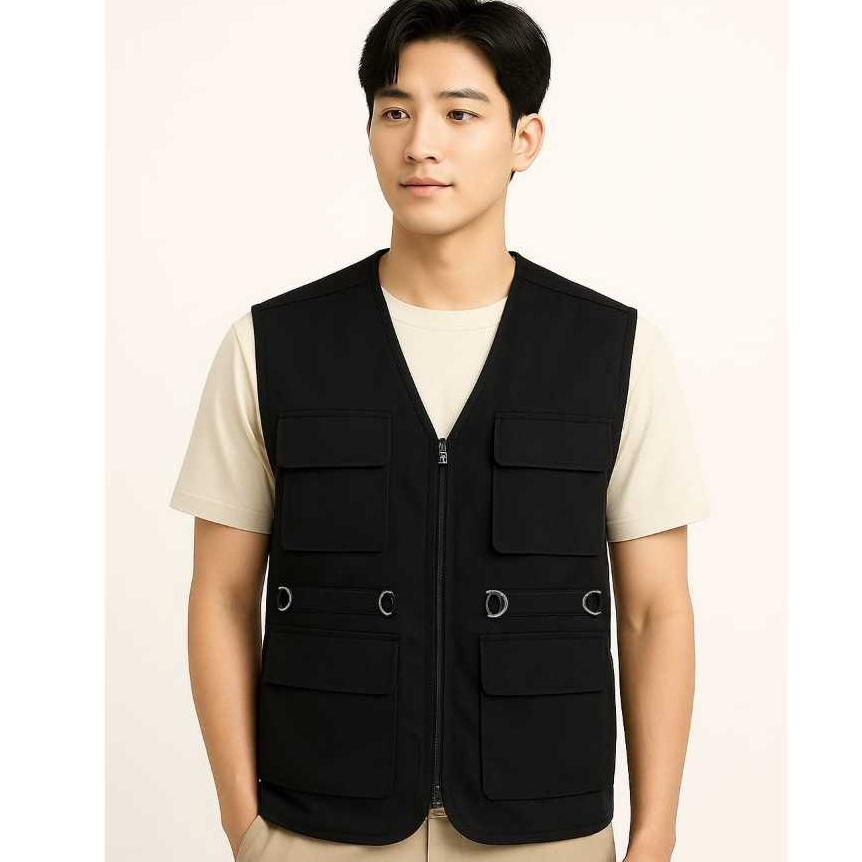 Vest Rompi Bahan Ripstop Motif 002 Pria Hiking Jaring Biru Muda