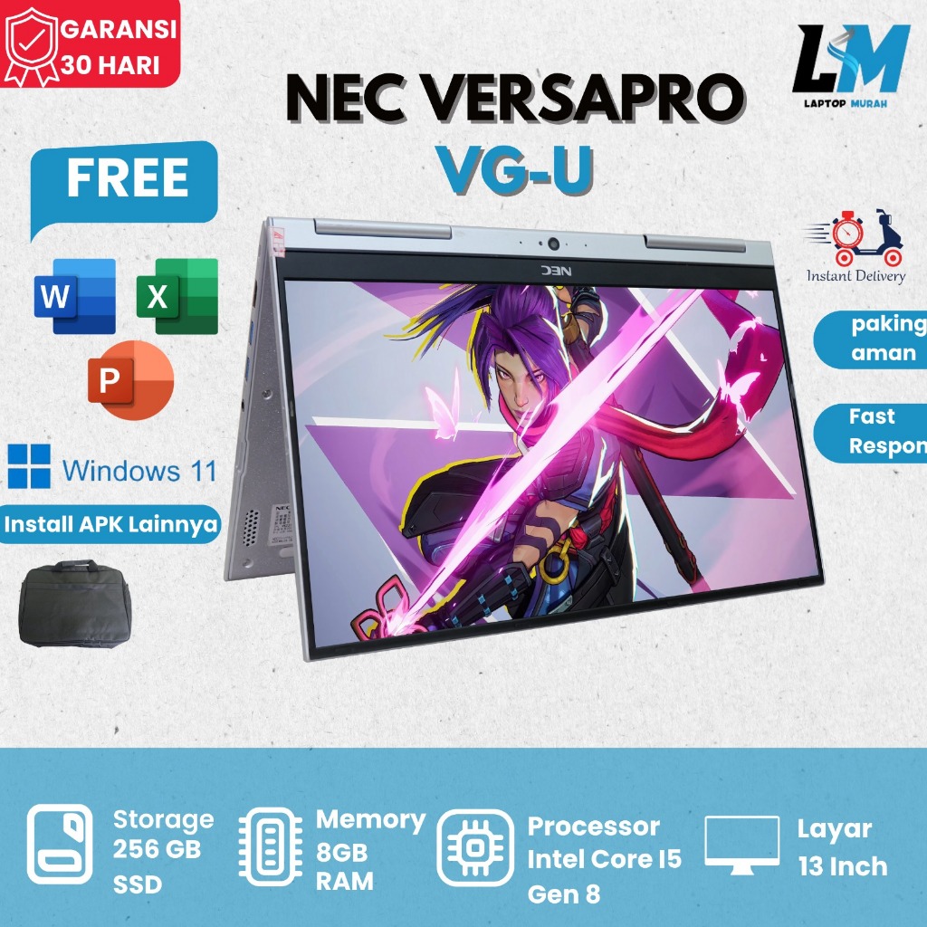 Nec Versapro VG-U 2in1 Touchscreen I5 Generasi 6 7 8 Ram 8gb Ssd 256gb Siap Pakai