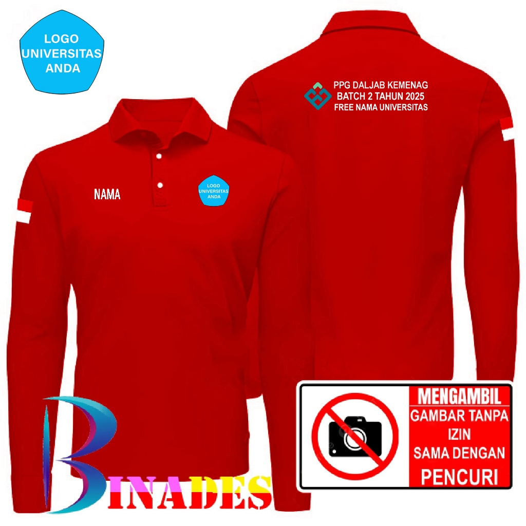 Jual Kaos Kerah Model Baju Kerah PPG DALJAB KEMENAG BATCH 2 TAHUN 2025 FREE NAMA UNIVERSITAS Kaos Wa