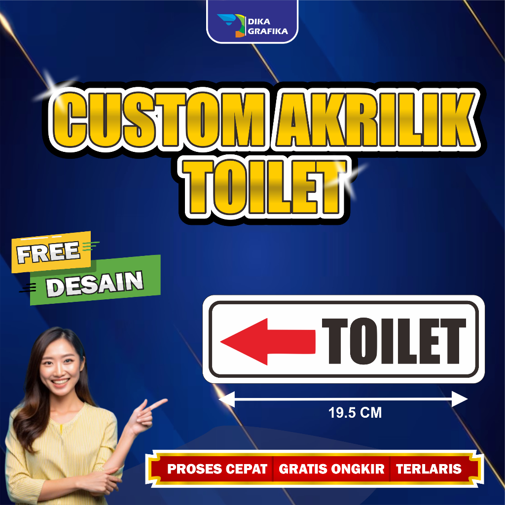 TULISAN TOILET BAHAN AKRILIK WATERPROOF SIGN TOILET AKRILIK