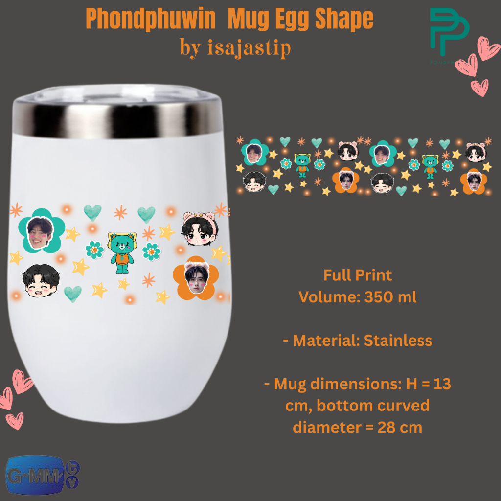 Mug Egg Shape / Gelas Mug Design Special PondPhuwin Pond Naravit Phuwin Tangsakyuen GMMTV Thailand A