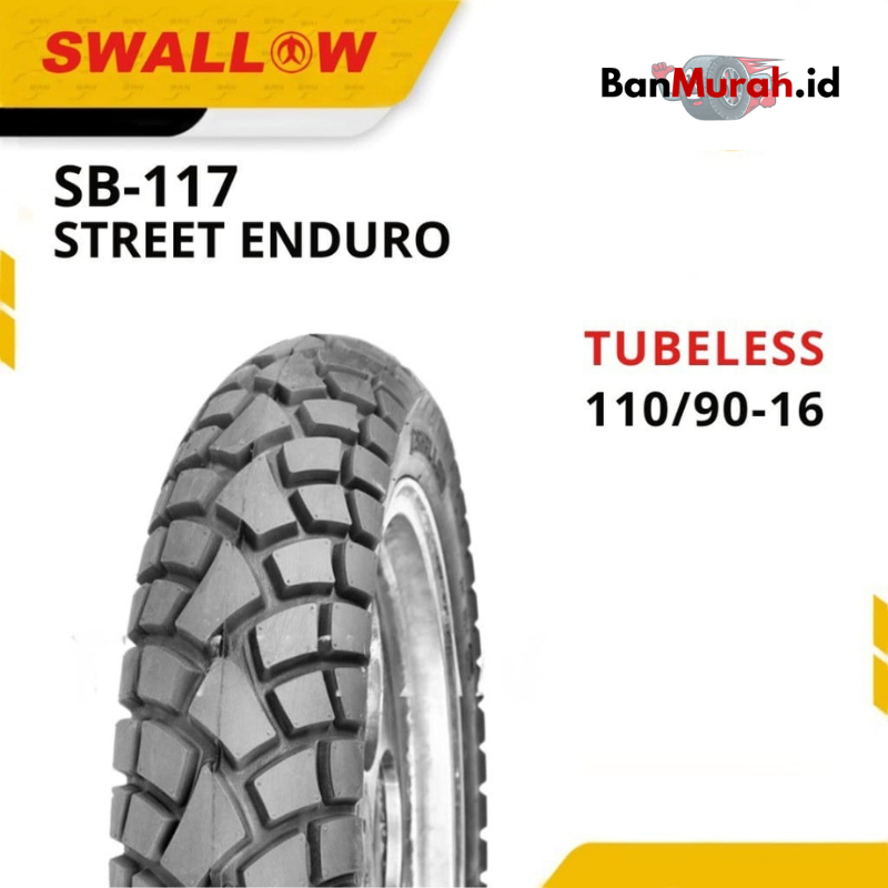 Ban Luar Motor Ring 16 Tubeless Swallow SB-117 STREET ENDURO 110/90 RING 16 Tubles