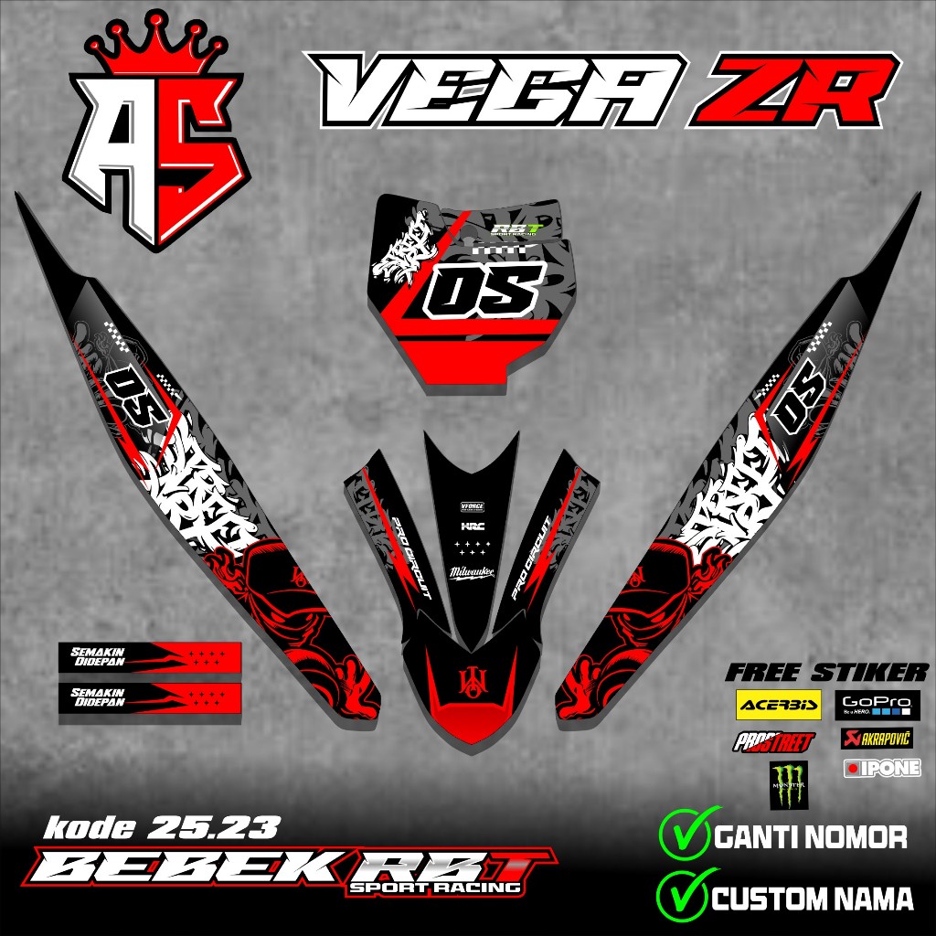 (COD) STICKER STRIPING MOTOR  BRT VEGA ZR RBT BEBEK MODIF SUPERMOTO  RBT new terbaru RBT 25.23