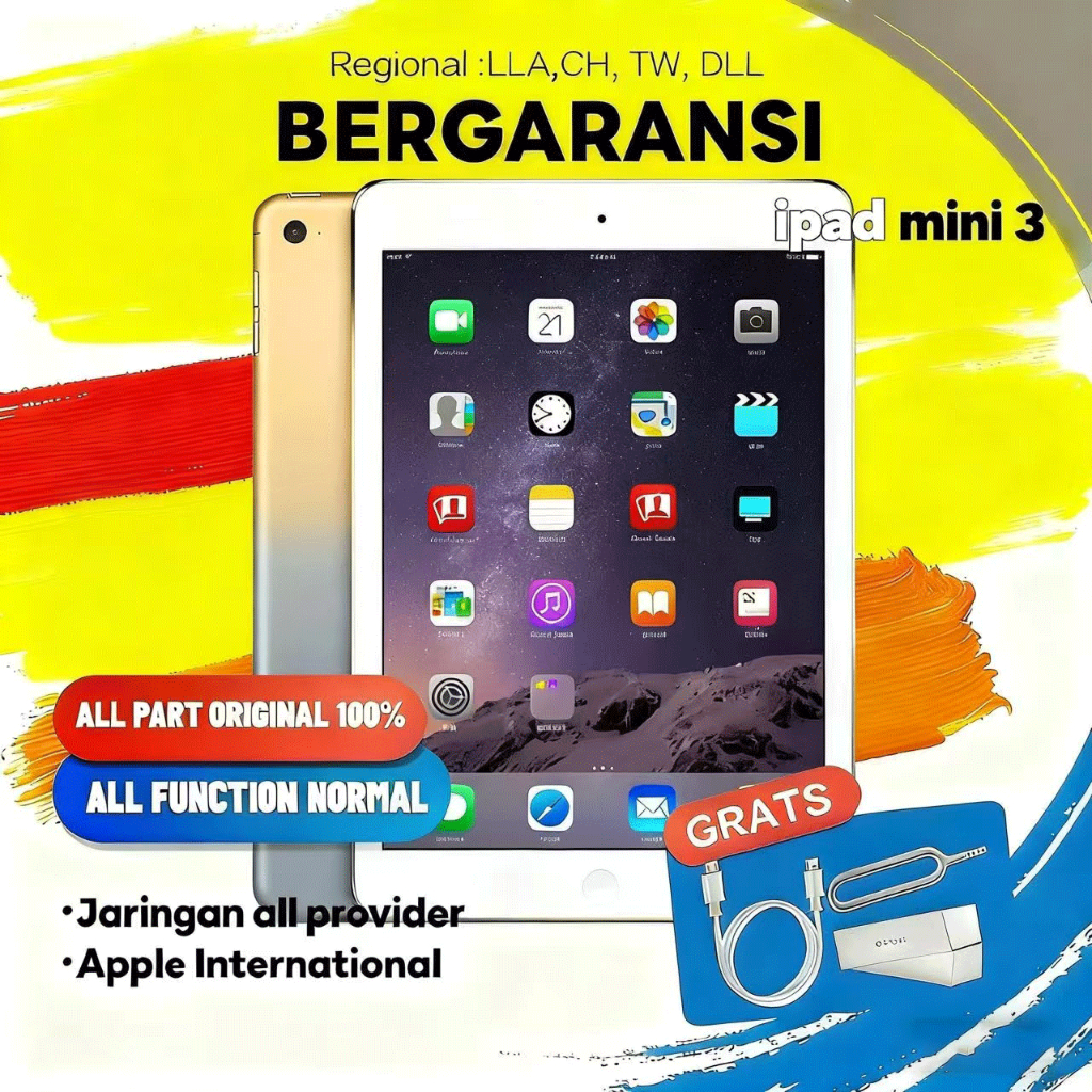 Ipad Mini 3 16GB 128GB Wifi Only Second Fullset