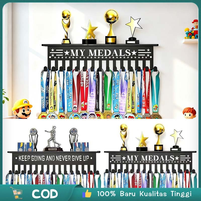 Rak Piala Aesthetic Rak Untuk Piala Rak Dinding Untuk Piala Gantungan Mendali 2in1