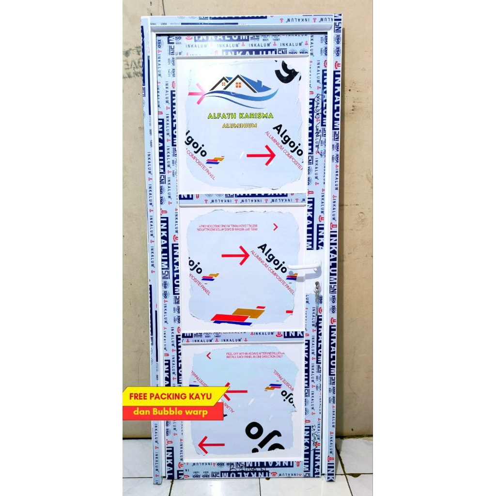 PINTU RUMAH / KAMAR bahan standar Aluminium ACP + Kusen (T200xL80) bisa custom ukuran dan model