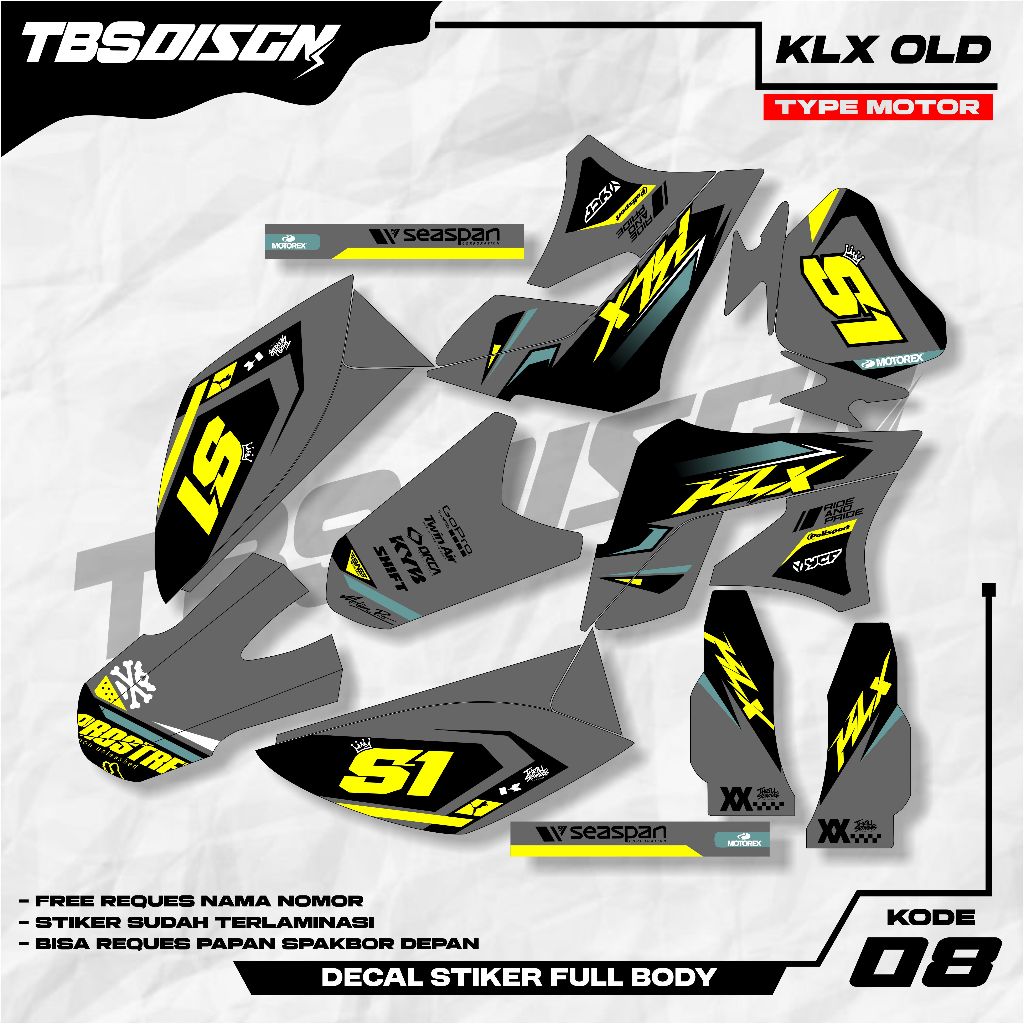 STICKER DECAL KLX LAMA FULL BODY - DECAL MOTOR KLX/DTRACKER LAMA/OLD