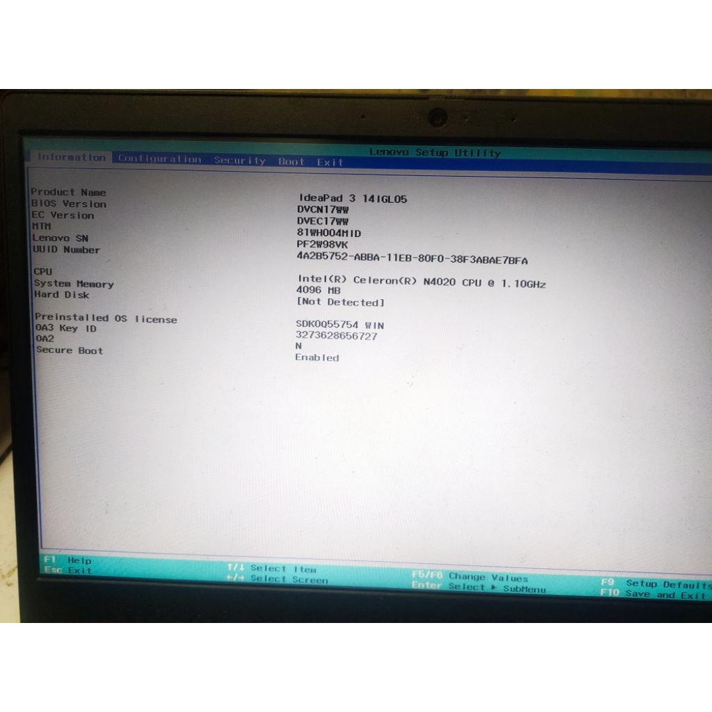 laptop Lenovo Ideapad 3- 14 IGL05