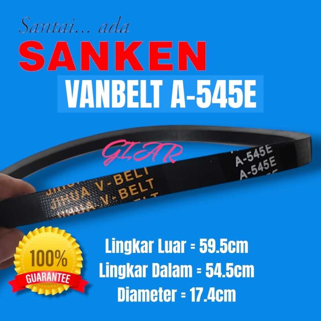 VANBELT MESIN CUCI SANKEN A-545E VBELT V-BELT JIHUA A545E A 545 E FANBELT 545