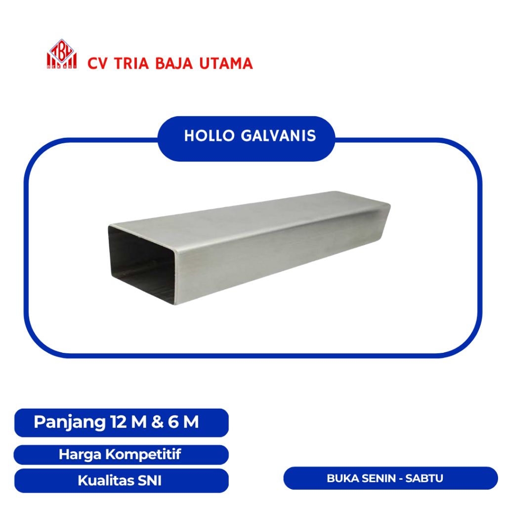 Hollow Galvanis 12 Meter Holow Stalbus Galvaniz Pipa Kotak