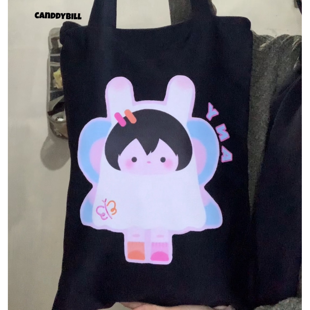 totebag tas mascot gmmtv raikantopeni tas canvas black/hitam