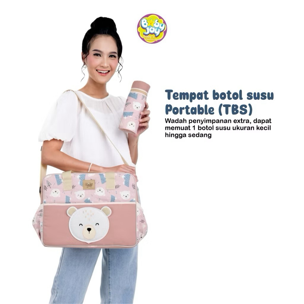 Baby Joy Tas Bayi Besar Dan Tempat Botol Susu Frozy Series BJT1059 PINK / Tas Perlengkapan Bayi / Ba