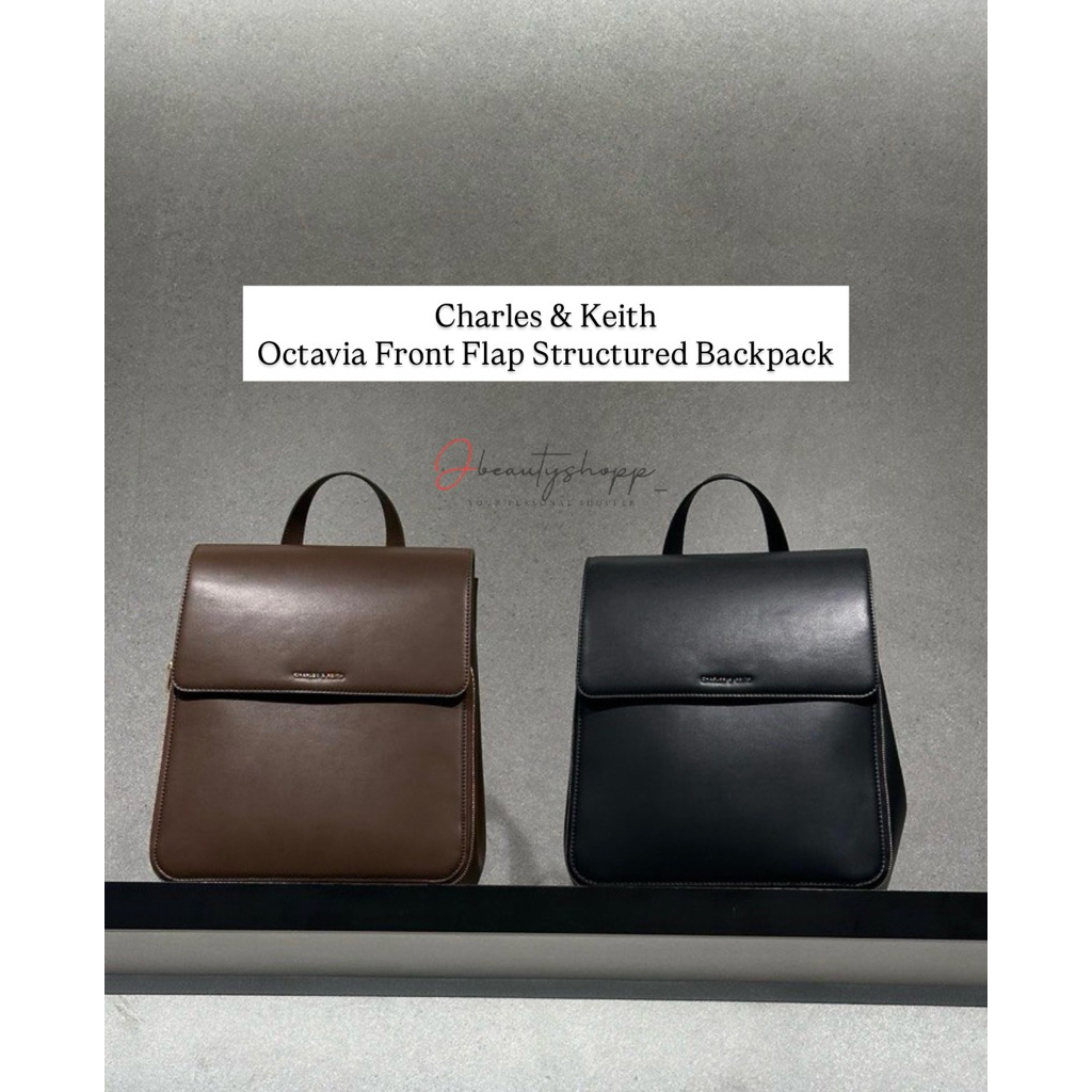 Charles & Keith Octavia Front Flap Structured Backpack