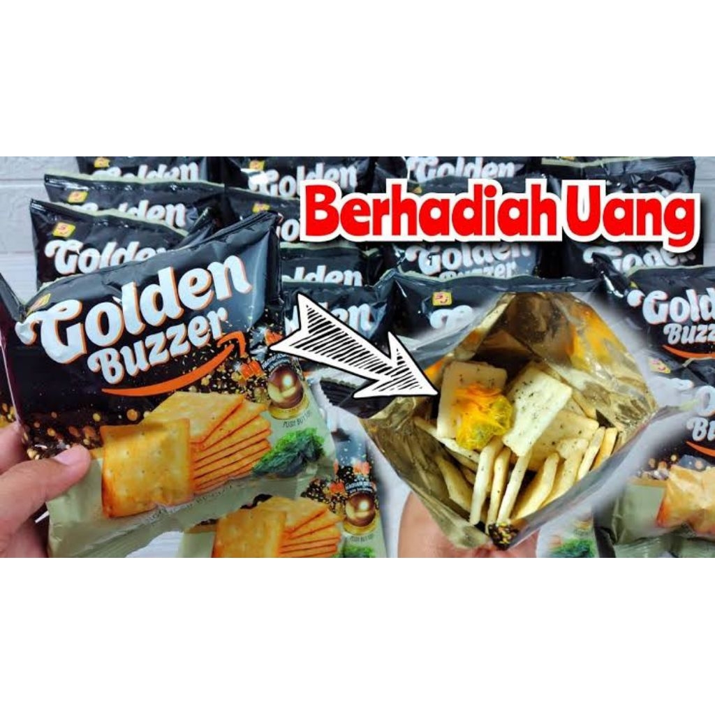 Snack golden buzzer berhadiah uang 1 renceng isi 10 pcs