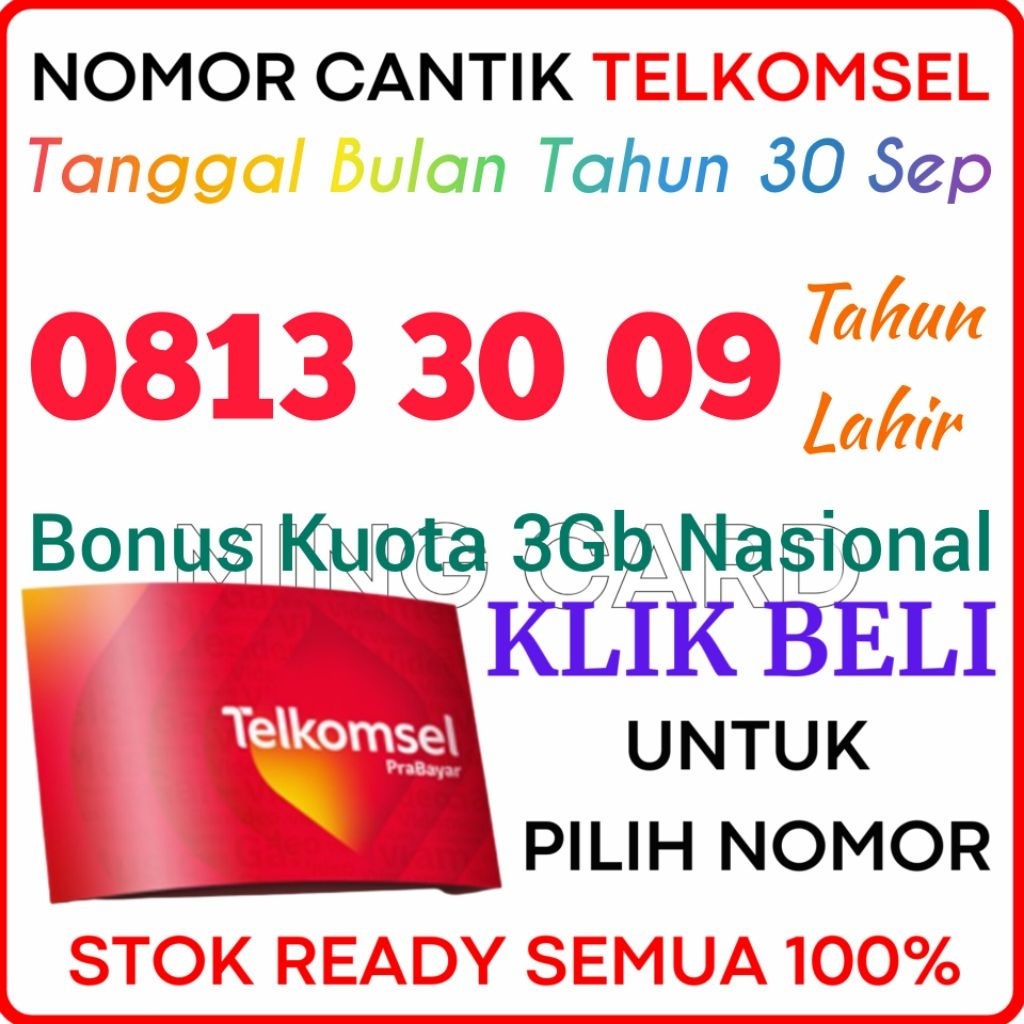 TIPE TANGGAL BULAN TAHUN - Nomor Cantik Telkomsel 4G/5G Kartu Perdana Simpati Cantik Tahun Lahir 30 