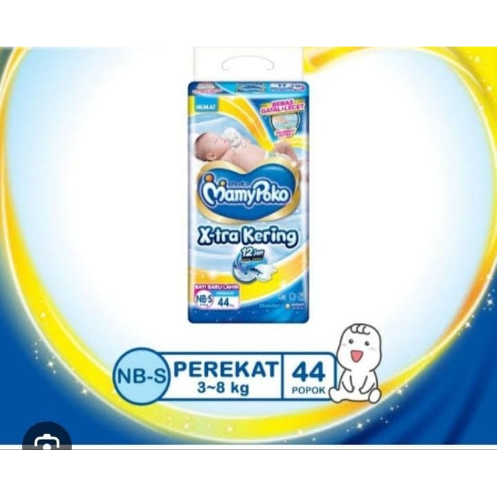 Pampers Mamy Poko Ukuran NB-S 44 perekat untuk bayi baru lahir