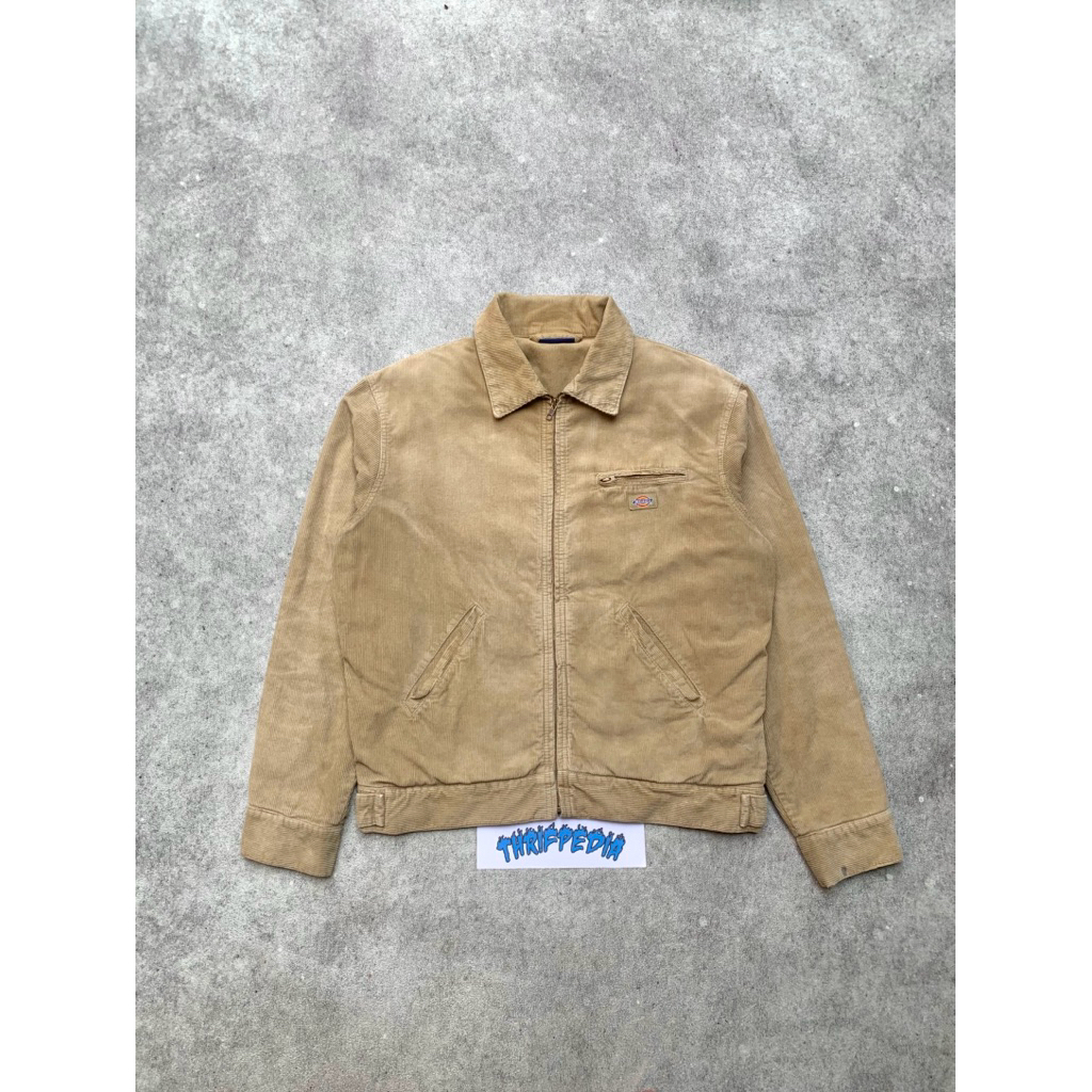 Dickies 90s Corduray khaki detroit work jacket lined flanel
