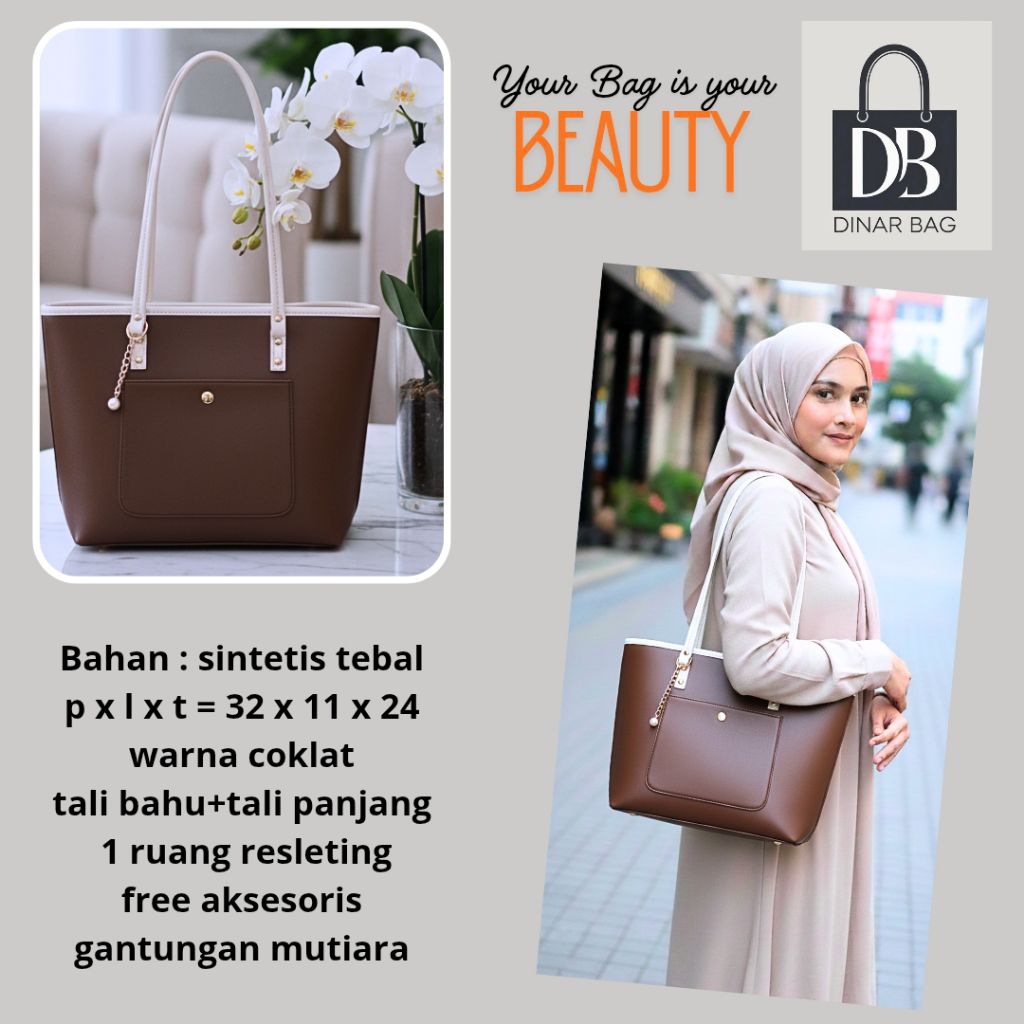 Dinar Bag | Tote bag wanita medium tas kuliah tas kerja tas guru 35