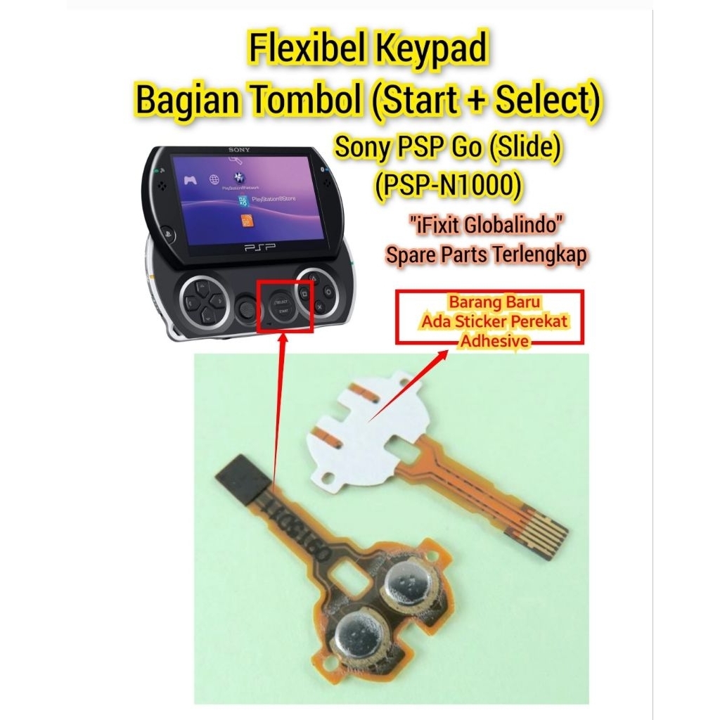 Flexibel Tombol Keypad Start Select Sony PSP Go Slide PSP-N1000 (Produk Original Baru)