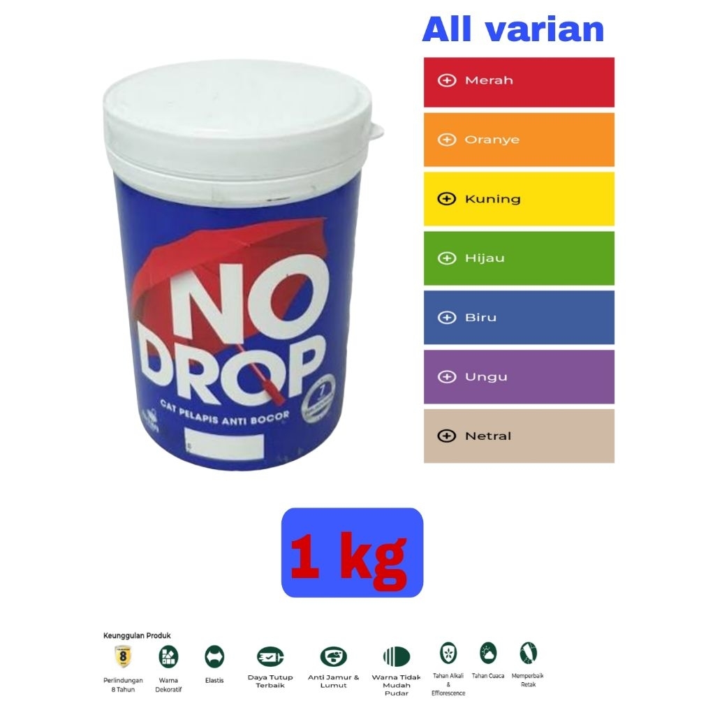 Cat NO DROP 1kg/cat tembok/cat tembok 1kg/NO DROP  WATERPROOF 1KG/CAT PELAPIS ANTI BOCOR 1KG/NO DROP