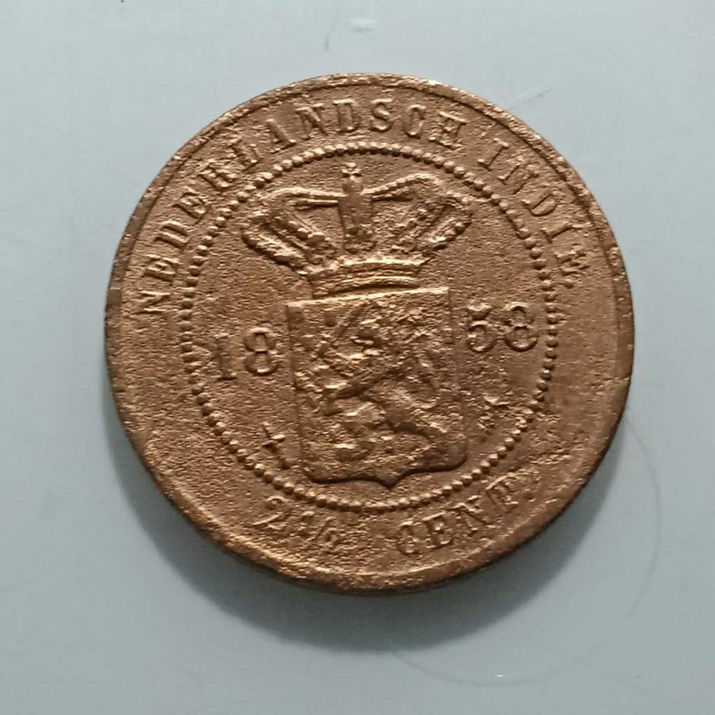 PROMO BENGGOL BESAR 1858 NEDINDIE BENGGOL BESAR 2,5CENT GULDEN ERA WILLEM BELANDA KOLEKSI  KUNO BAGU