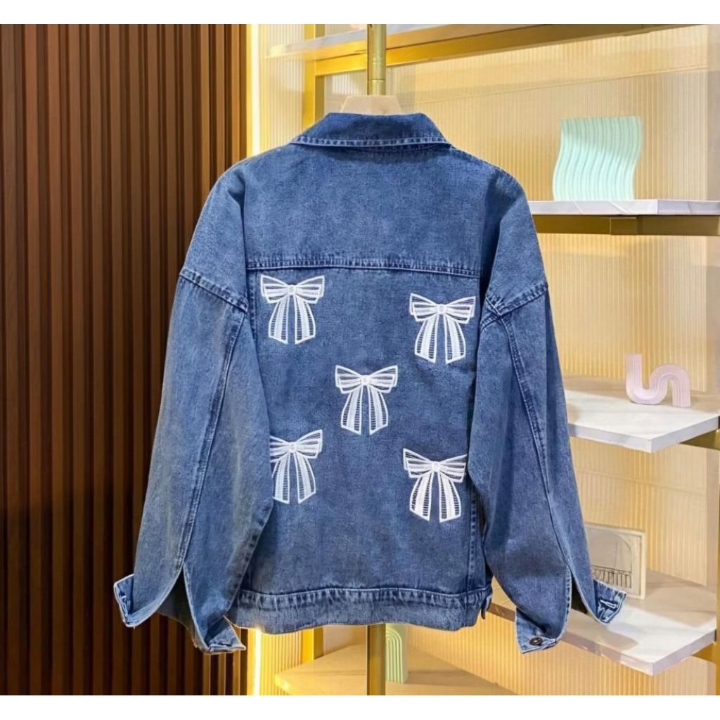 JAKET JEANS OVERSIZE BORDIR / JAKET DENIM WANITA / JAKET JEANS BORDIR KEKINIAN