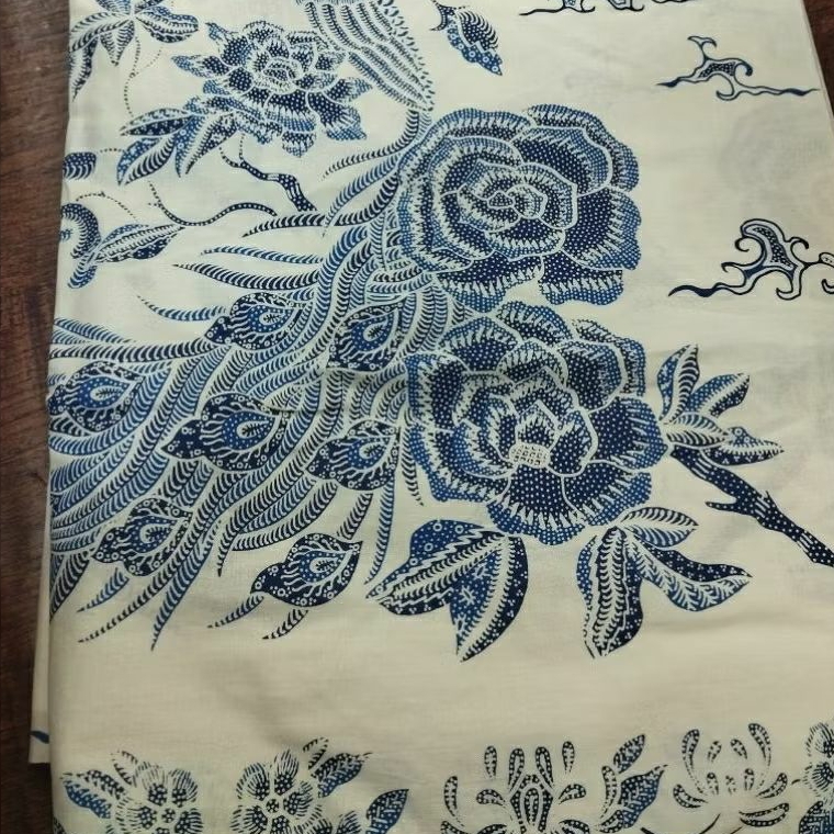 (ORIGINAL) KAIN BATIK SOLO BURUNG MERAK MAWAR BIRU