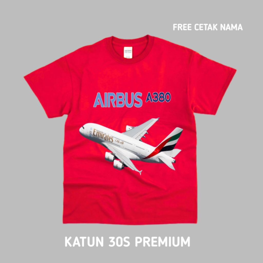 AIRBUS A380 BAJU KAOS ANAK MOYIG GAMBAR PESAWAT EMIRATES AIR BUS A380