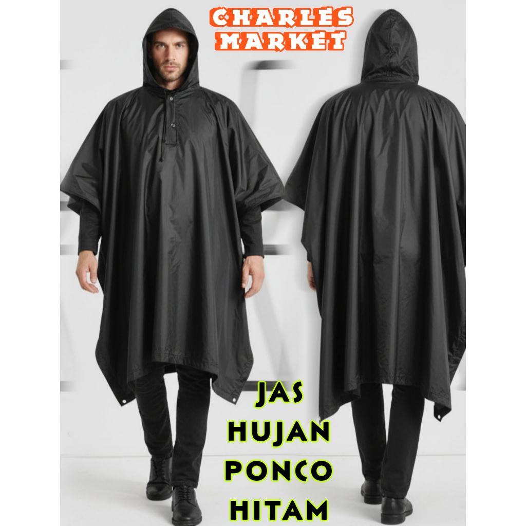 PONCO HITAM POLOS - JAS PONCO HITAM POLOS - JAS HUJAN PRIA WANITA