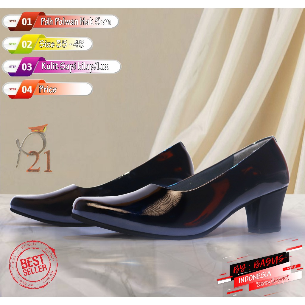 Sepatu P21 PDH  Polwan Kulit Asli