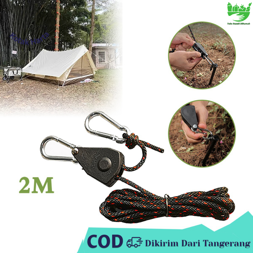 Tali Elastis Kuat 2M - Tali Camping Tenda Tali Pengikat Motor  Tali Pendaki Serbaguna untuk Outdoor