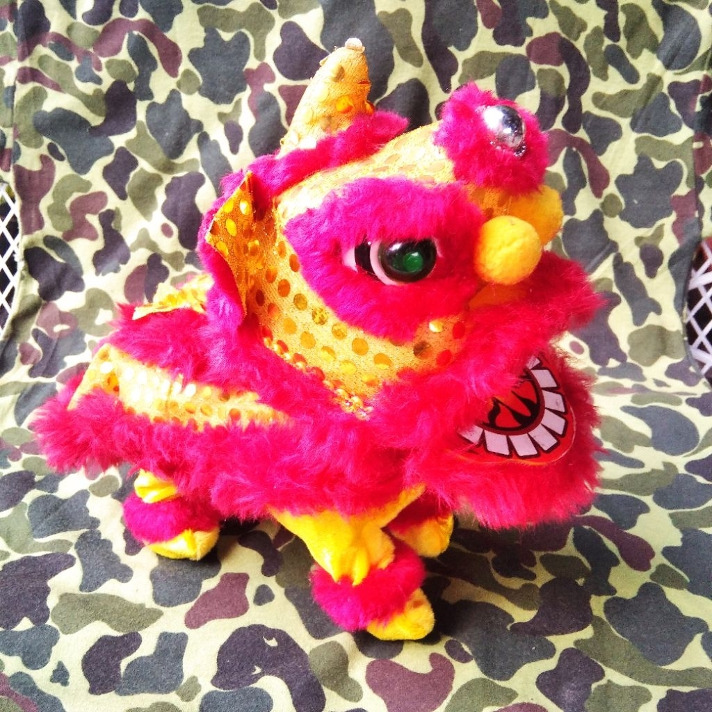 barongsai mainan jadul boneka singa keberuntungan pajangan imlek robot barongsai pajangan antik baro