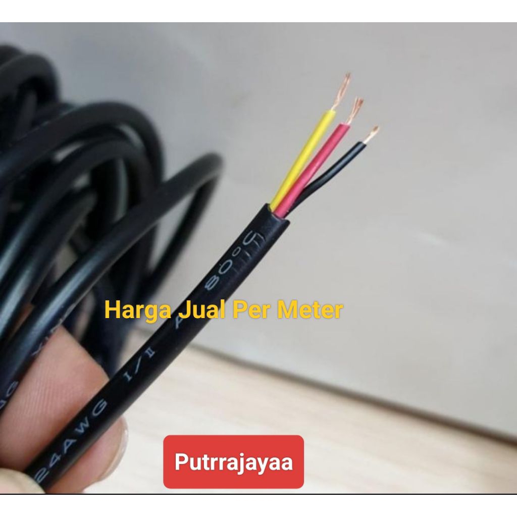 Kabel Awg24 3 jalur Jual Per Meter Kabel Serabut - Kabel Awg 24 isi 3 Jalur Kual Per Meter