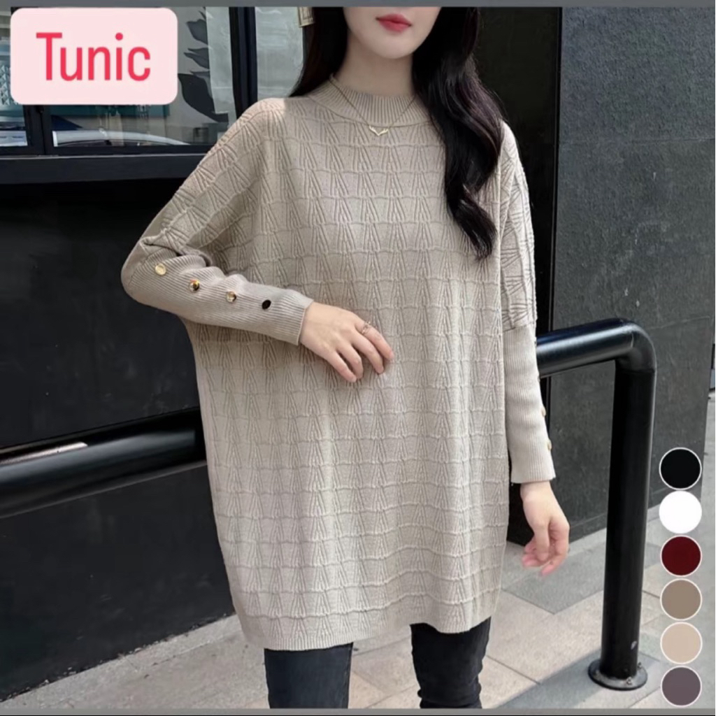 (CEMOY) Kalula Tunik Long Oversize -  Atasan wanita  Panjang knitwear Rajut