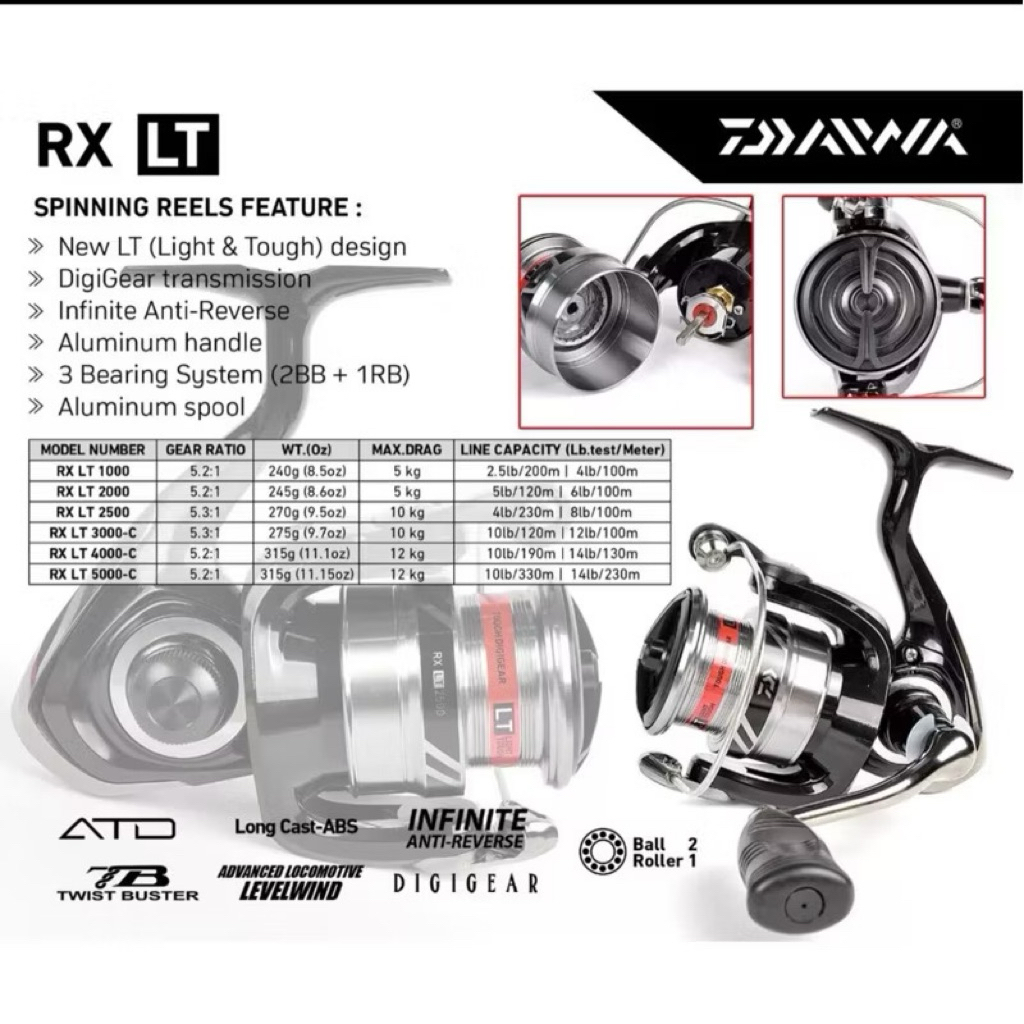 DAIWA RX LT 2500 & 3000 Reel Pancing Spinning