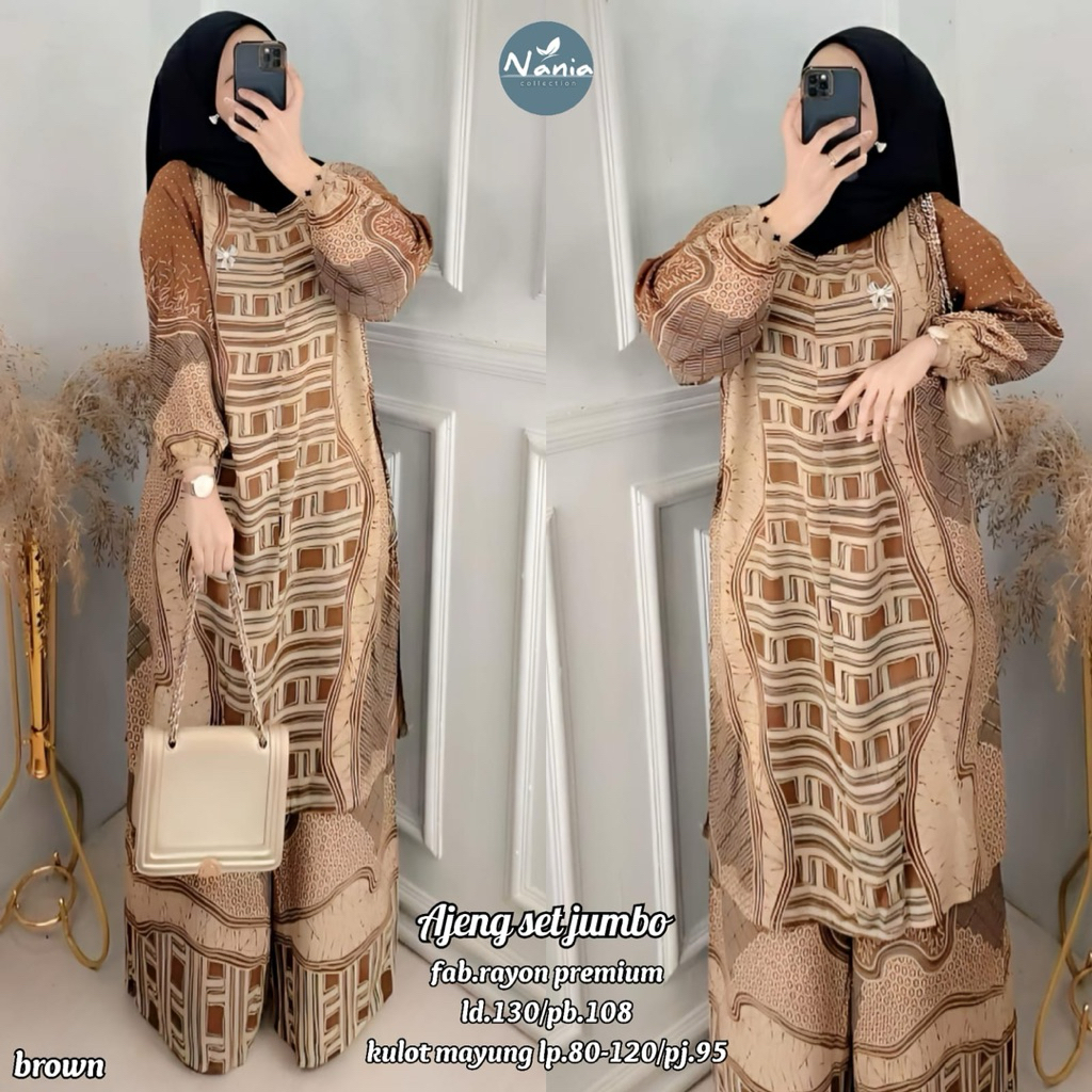 COD= NO CANCEL• Ajeng Set Jumbo by Nania• Setelan Tunik Rayon Batik Jumbo Best Seller